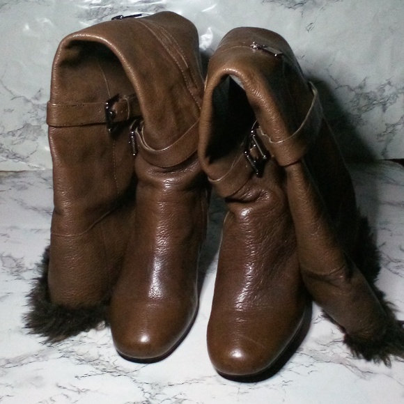 *SOLD*  Michael Kors Knee High Boots Clara Wedge Tumbled Leather Mocha Brown 8.5 - Picture 9 of 16